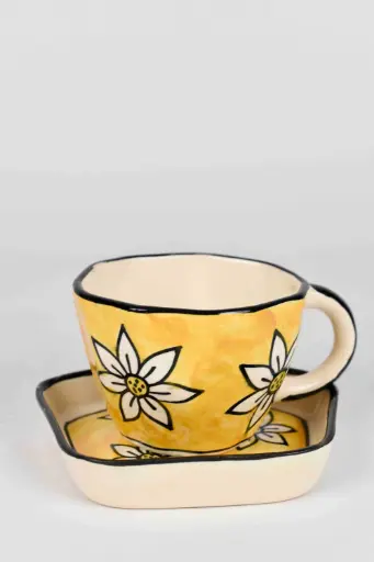 Yellow Flower Cup - Saucer Set